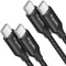 etguuds USB C auf USB C Kabel 2M, 2Stück 60W USB USB C Ladekabel Nylon Schnellladekabel für Samsung Galaxy S24 S23 S22 S20 Note 20 A54 A53 A71 A70, Schwarz