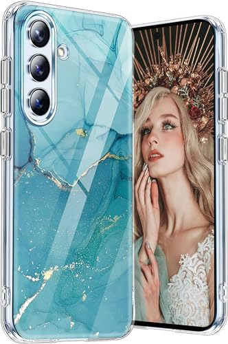 Layeri für Samsung Galaxy A55 Hülle Silikon Marmor Muster Original TPU Transparent Handyhülle Samsung A55 5G Hüllen Case Glitzer Dünn Anti-Gelb Schutzhülle für Samsung A55 Handy Hülle (Marmor A)