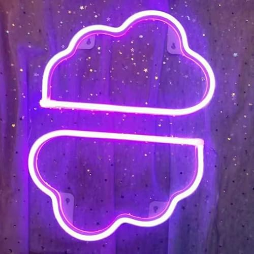 Wolken Neonschilder Schlafzimmer Wohnheim Wanddekoration Neon Wolkenlichter Wolkendekorationen Zimmer Geburtstag Hochzeit Party ästhetische Dekoration USB und Batterie Dual betrieben 2 Stück Lila