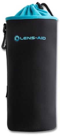 LENS-AID Custodia Obiettivo Neoprene con Fodera in Pile – Protezione Antiurto per Obiettivi della Fotocamera, Flash e Accessori Fotografici, Nero/Blu, XXL, Moderno