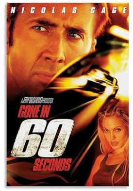 NLiangJi Klassisches Vintage-Filmposter Gone In 60 Seconds, dekoratives Gemälde, Leinwand, Wandposter und Kunstdruck, moderne Familienschlafzimmer-Dekoration, Poster, 30 x 45 cm