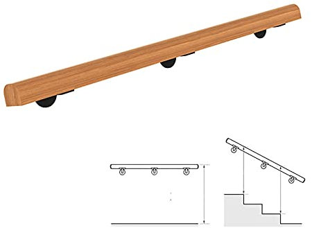 ASHILD Handlauf aus Holz mit komplettem Set, rutschfestes Sicherheits-Treppengeländer, Holzgeländer für Loft-Bar im Innen- und Außenbereich, zur Verwendung durch ältere Kinder (Größe: 3 m (10 Fuß))