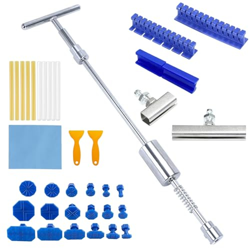 QZQUFJ 34 Pièces Kit de Réparation de Bosses pour Voiture, Debosselage Carrosserie, Kit Debosselage, Convient pour Réparer Les Bosses sur Les Voitures, Les Motos, Kit Debosselage sans Peinture
