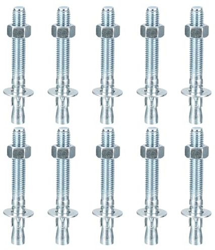 DTGN Tasselli a cuneo da 1/2 x 4-1/4, confezione da 25, ideali per cemento e pareti in cemento, in acciaio al carbonio zincato, viti di fissaggio per tubi di espansione