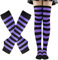 AYV 2 Paar Set Femboy Clothing,Gestreifte Lange Strickhandschuhe Kniehohe Streifen Socken,Halloween Handschuhe Socken,Armwärmer Gestreift Fingerlose Handschuhe,Party-Kostüm