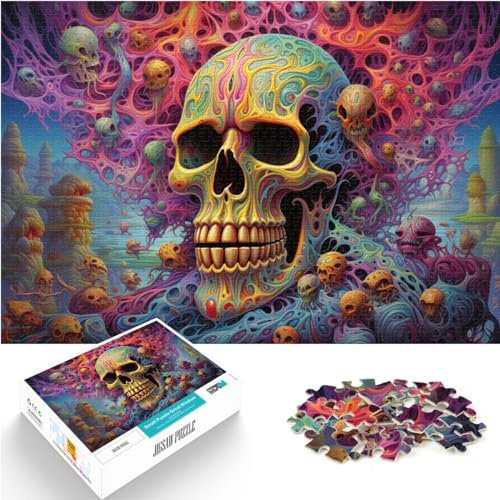 Puzzlespiel Psychedelic Skeleton World Puzzle für Erwachsene und Ren1000-teiliges Holzpuzzle Einzigartige Geburtstags 1000 Stück (50 x 75 cm)