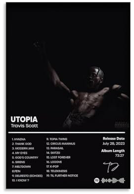 Gufatoo Travis Poster Scott Rapper, Musikalbum, Musikposter für Zimmer, ästhetische Leinwand, Wandkunst, Schlafzimmerdekoration, 50 x 75 cm
