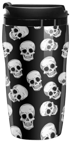 Funny Skull Coffee Mug Portable Travel Coffee Cup Water Bottle Tea Cup with Flip Lid for Women Men 250ml