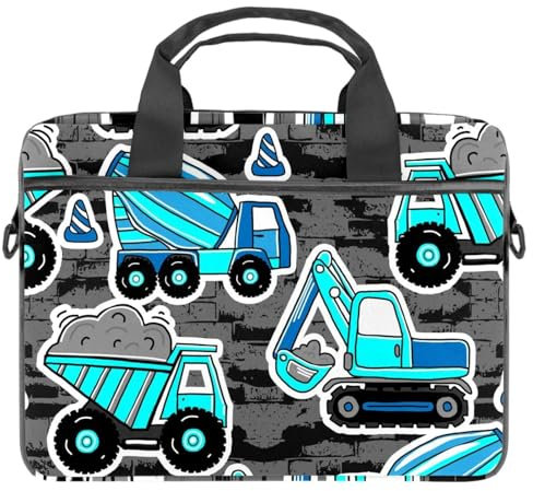 VAPOKF Blu Costruzione Veicoli Laptop Spalla Messenger Bag Crossbody Cartella Messenger Sleeve per 13 13.3 14.5 Pollice Laptop Tablet Proteggere Tote Bag Caso, Multi, 11x14.5x1.2in /28x36.8x3 cm