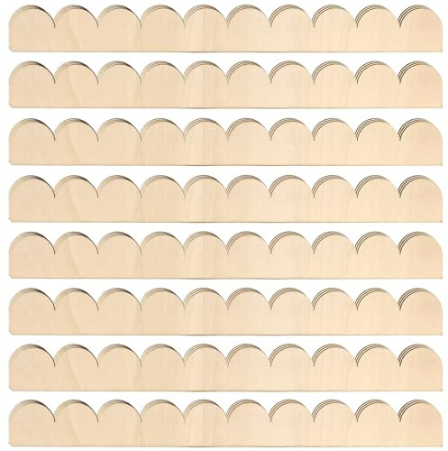 24 Stück 40 cm unlackierte Holzleisten mit gewelltem Rand, unlackiert, gewellt, dekorative Holzleiste, DIY-Zierleiste, gewellter Rand, dekorative Holzleiste für Heim-Wanddekoration