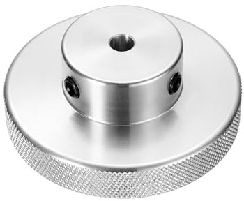QUARKZMAN Aluminiumlegierung Handrad 8mm Bohrung 80mm OD Rändelung Handrad Schrittmotor Feinabstimmung Handrad für Fräsmaschine Drehbank Schiebeverschiebeplattform, Silberton