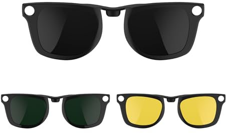 Polarisierte Brille Clip für Ray Ban Meta Wayfarer (RW4008 Größe L 53-22), Sonnenbrillen Aufsatz Clip On für Brille für Ray-Ban Smart Glasses im Freien/Fahren/Radfahren, Grün, Gelb, Schwarz