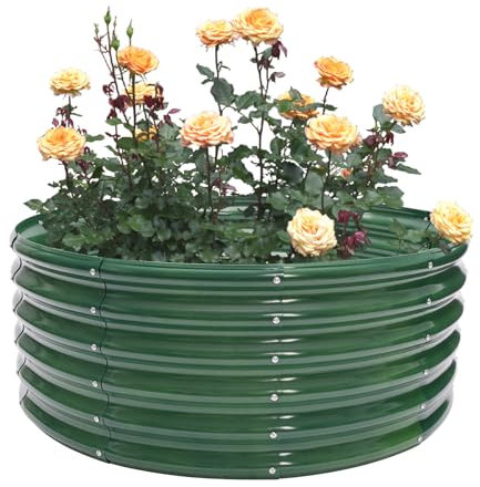 Hochbeet aus Metall, Pflanzkübel Rund, Erhöhtes Gartenbett, Durchmesser 106,7 cm, Hochbeete-Kit, Garten Pflanzkasten, für Gemüse, Früchte, Blumen, Kräuter, 106.7 x 43.2cm, Grün