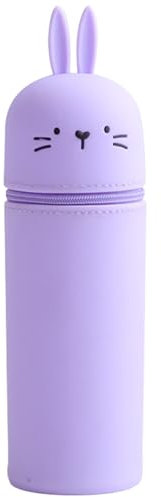 Satiskid Silikon Federmäppchen für Mädchen Junge, 2-in-1 weiches Federmäppchen Kaninchen-Motiv, Kawaii Mäppchen Tiere Stifthalter Bleistifttasche, Super Soft Pencil Case