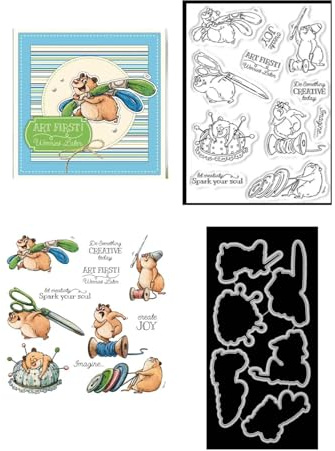 JIHFOHHA Nähen Mäuse Stempel und Stanzschablonen für Karten Herstellung, 2025 2026 Tiere Stanzen Stempel und Briefmarken Set für DIY Scrapbooking Fotoalbum Dekorativ