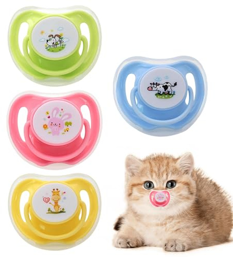 Generisch Kätzchen Schnuller - Kleine Katze und Welpenpolsterstocker | 4 -teiliges Schmetterlingsform -Silikonspielzeug mit Staubabdeckung, Komforthilfe für das und von Haustieren während