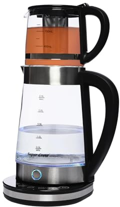 Elektrischer Wasserkocher, Tragbarer Wasserkessel Mit Sichtbares Fenste und LED Anzeige, Einstellbarer Temperatur, für Büros, Hotels, Wohnungen, 2.5L+1L, Schwarz