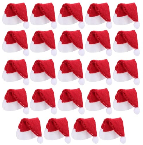 Toyvian 24 Stück Mini-weihnachts-lollipop-hüte, Süßigkeiten-weihnachtsmann-mützen, Party-dekorationen, Rote Lollipop-hut-ornamente aus Vlies für Feiertagsfeiern