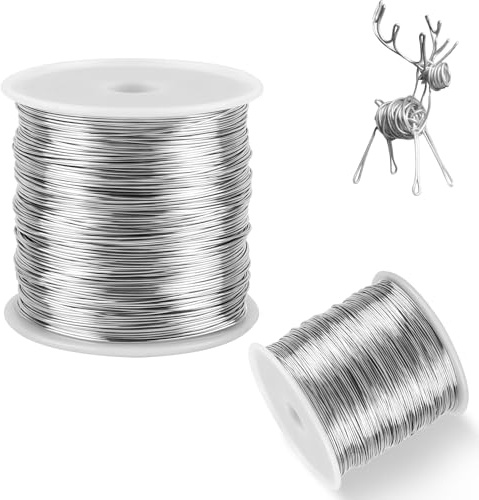 2 rollos de alambre de acero inoxidable 304 para manualidades, alambre de acero inoxidable de 100 metros x 0,5 mm, alambre de acero inoxidable para hacer joyas, manualidades, bricolaje