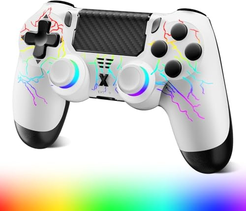 Renifan Wireless Controller for PS-4, Crack Design with RGB Light, 1000mAh Battery, Gamepad Joystick with Dual Vibration/6-Axis Gyro Sensor/Touch Panel, Controller for PS-4/Pro/Slim/PC
