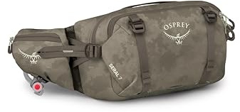 Osprey Seral 7L Biking Waist Pack with Hydraulics Reservoir for Men & Women, Hydration Belt with Water Bladder, Pediment Grey/Dust Print