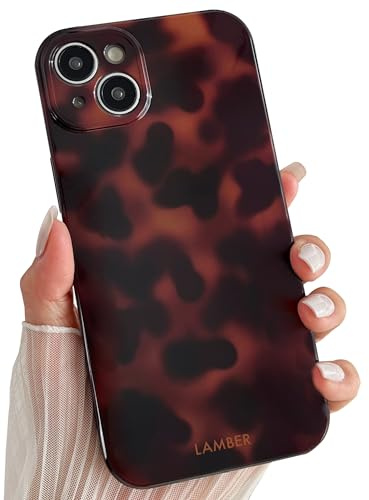 TQLGY for iPhone 15 Plus/14 Plus Case, Cute Tortoise Shell Leopard Brown Amber Phone Case Soft TPU Slim Shockproof Protective Cover