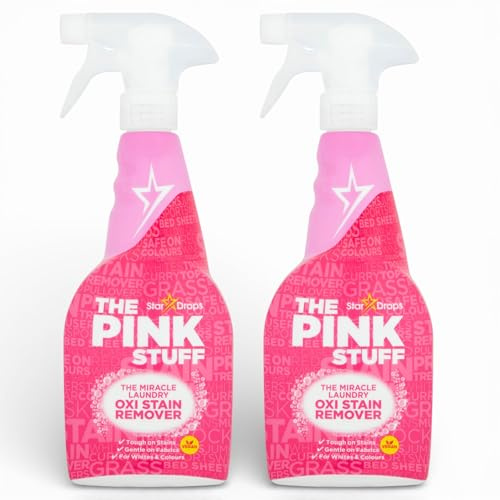 2 x 500ml The Pink Stuff Miracle Laundry OXI STAIN REMOVER Spray, Tough on Stains, Gentle on Fabrics for Whites & Colours with Fresh Clean Fragrance(1000ml)