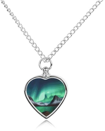Haustier-Halskette für Asche – Gedenkschmuck für Hund/Katze mit Trichter-Set, Herz-Anhänger und 70,1 cm Kette, Aurora Borealis Urnen-Halskette, Andenken, Geschenk für Haustierverlust