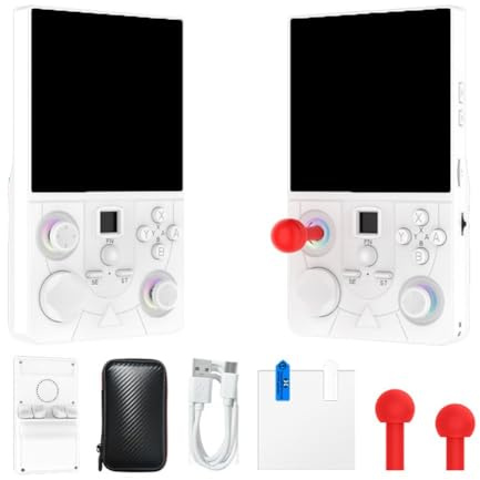 NINMORTH Console de jeu portable rétro avec graphismes 3D et connectivité Wi-Fi, matériau ABS, pour jeux d'arcade, sac de rangement, protecteur d'écran, câble de données et joystick