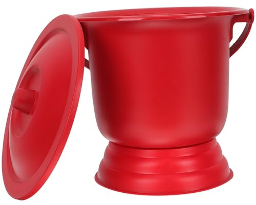 HEATSHAKING Pot de Chambre Mariage Rouge Grand Format en Polypropylène Épais Couvercle et Base, Crachoir Portable Pratique pour Garçon et Filles et Adultes, Seau Urinoir Domestique Facile