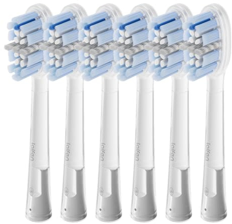 Laifen Pro Series Brush Heads, 6 Pack, Deep Clean, Medium | Spiral Bristle Technology, Deep Interdental Reach, 0.8mm Soft TPE Cushioned Back, Plaque Removal, For All Laifen Models