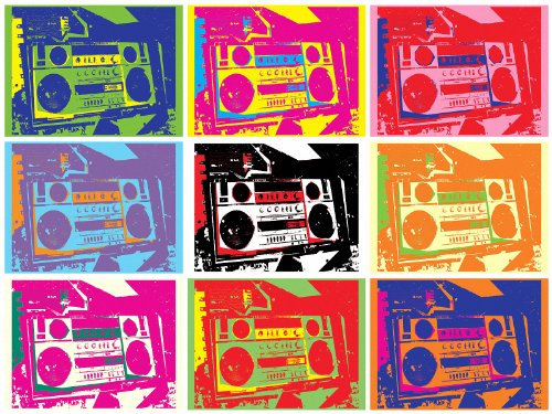 GUETTO BLASTIC RETRO BOOMBOX ABSTRACT POP ART ANDY WARHOL A4 Size SATIN PAPER PHOTO PRINT STUNNING 260GSM(297 x 210 mm or 11.7 x 8.3 inches)