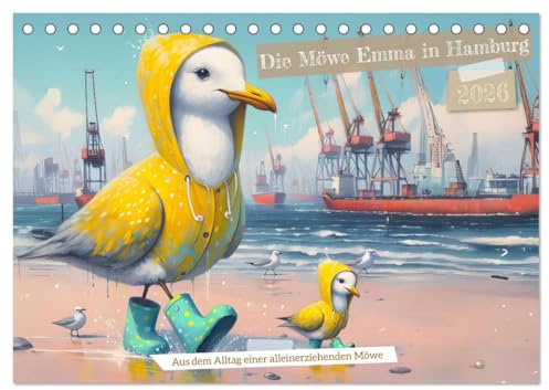 Die Möwe Emma in Hamburg (Tischkalender 2026 DIN A5 quer), CALVENDO Monatskalender: Das Leben der alleinerziehenden Möwe Emma in Hamburg (CALVENDO Spass)
