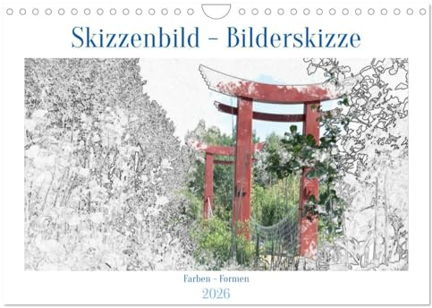 Skizzenbilder - Bilderskizzen (Wandkalender 2026 DIN A4 quer), CALVENDO Monatskalender: Kombinationen aus Bild und Skizze (CALVENDO Kunst)
