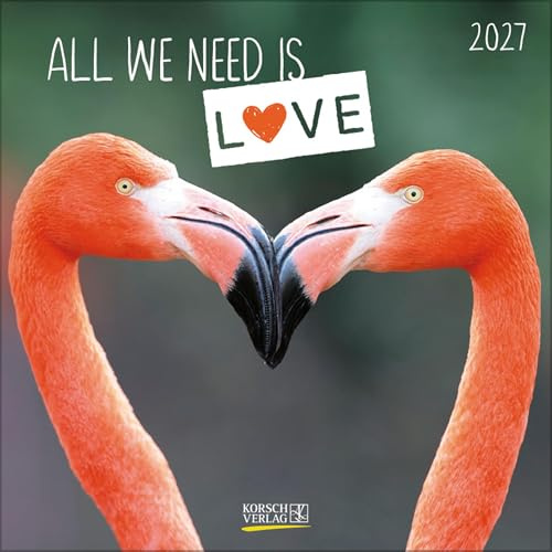All we need is LOVE 2027: Broschürenkalender mit Ferienterminen. Niedliche Tiere. 30 x 30 cm - Wandkalender