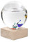 KIKKERLAND Thermomètre Galileo, étiquettes métalliques Dites à la Fois Celsius et Fahrenheit, Globe en Verre, Base en Bois de hêtre, Transparent 11x12x15,8cm