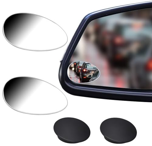 Amfor Toter-Winkel-Spiegel HD-Glas konvexe Linse rahmenlos verstellbar toter Winkel Spiegel für konvex, für Autos, LKWs, SUVs, Verkehrssicherheit – 2 Stück (BSM-Oval)