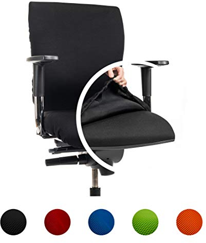 CLEANCHAIR Bürostuhlbezug für die SITZFLÄCHE (Größe Standard) - Sitzflächengröße ca. 40-52 cm Breite und ca. 40-52 cm Tiefe (Schwarz)