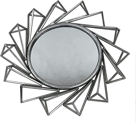 GMMH Charmanter Landhaus Metall Wandspiegel Spiegel antik Garderobenspiegel Flurspiegel Barock (Silber 58cm)