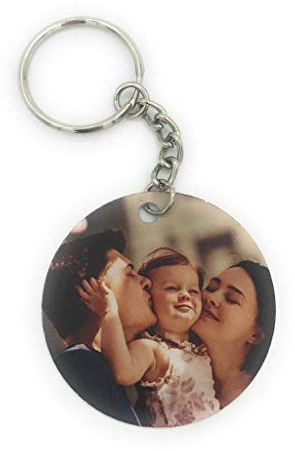 Saphirdesign Schlüsselanhänger personalisiert Foto beidseitig Metall rund 5cm | personalisierter Schlüsselanhänger mit Bild 1 Motiv Vorder-Rückseite | Fotogeschenke personalisierte Geschenke mit Foto