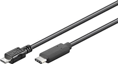 PremiumCord USB-C Verbindungskabel, Ladenkabel bis zu 2,5W, Datenkabel bis zu 480 Mbit/s, USB Typ-C Stecker auf Typ-Micro Stecker, Dreifache Abschirmung, Farbe Schwarz, Länge 0,6m