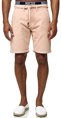 Indicode Hommes Acton Chino Shorts | Pantalon Court Chino en Coton Cameo Rose XXL