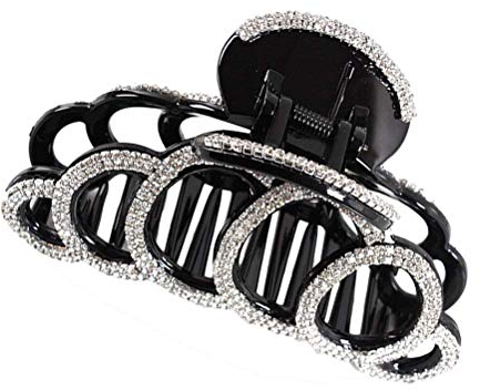 Voarge Haarschmuck Haarklammer Haarspange, Acryl Haargreifer Stil, Einfarbig Pferdeschwanz Haar Clip Haarspangen, Strass Klaue Clip starke Haarklammer Kiefer Clip Pin für dickes Haar (Schwarz)
