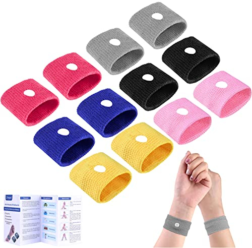 Akupressur Armband gegen Übelkeit, 12 Stück Anti-Übelkeit Armbänder für Seekrankheit Schwangerschaft Fliegen Reiseübelkeit ohne Nebenwirkungen ideal für Kinder Erwachsene Urlaub und Reisen