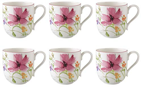 Villeroy & Boch Mariefleur Basic 6er Set Kaffeebecher oval für 260ml Porzellan