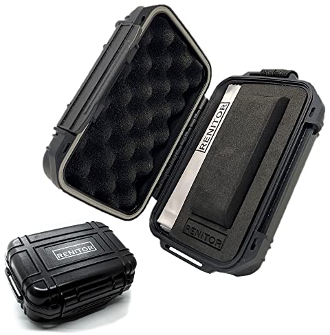 RENITOR Premium Watch Travel Case Storage Box for watch | ABS Ultimate Protection Waterproof Shockproof | Fits all Wristwatches & Smart watches up to 60mm | Cleaning Cloth Included | (1, Black)
