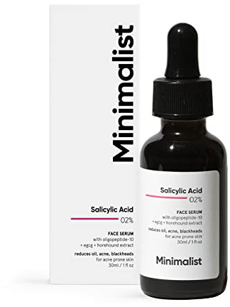 Minimalist 2% Salicylic Acid Serum For Acne, Blackheads & Open Pores | Reduces Excess Oil & Bumpy Texture | BHA Based Exfoliant for Acne Prone or Oily Skin, Transparent, 30 ml (Pack of 1)