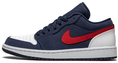 NIKE Herren Air Jordan 1 Halbschuhe, Basketball, Weiß/Blau/Rot, 43 EU, weiß blau rot, 44 EU