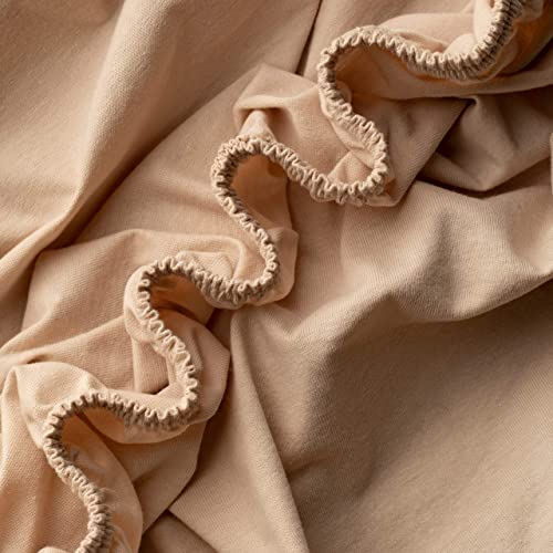 VelvetHome Spannbettlaken 180x200cm 100% gekämmte Baumwolle Made in EU Jersey Bettlaken 180x200 bis 25 cm Matratzenhöhe Spannbetttuch 180x200 Premium Qualität Schönen Farben Beige 180 x 200