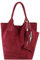 Made IN Italy Damen XXL Leder Tasche Wildleder Shopper Handtasche Schultertasche + Schmucktasche (Bordo)